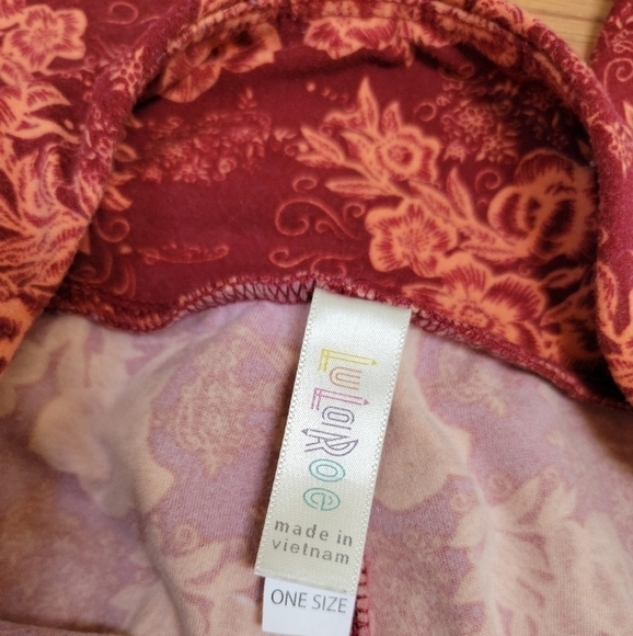Perfect fall colors! LuLaRoe☆ Burgandy & Orange OS Leggings Floral Print OS - Picture 3 of 6